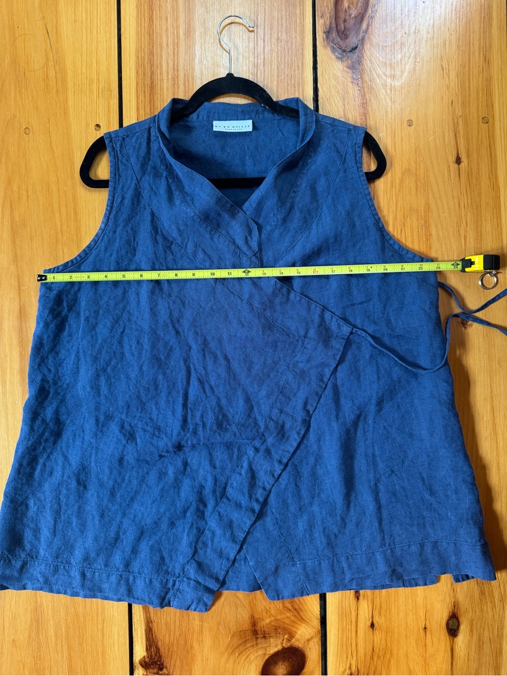 Bryn Walker 100% Linen Wrap Tunic Vest Blue Made in USA XL 1X - Picture 6 of 7